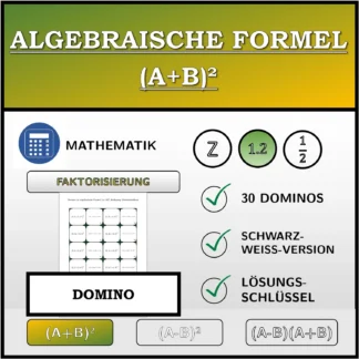 Domino: Algebraische Formel (A+B)², Zerlegung (Dezimalzahlen)