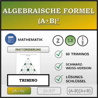 Trimino: Algebraische Formel (A+B)², Zerlegung (Dezimalzahlen)