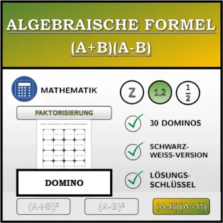 Domino: Algebraische Formel (A+B)(A-B), Zerlegung (Dezimalzahlen)