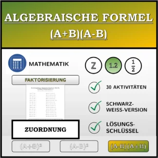 Zuordnungsübung: Algebraische Formel (A+B)(A-B), Zerlegung (Dezimalzahlen)