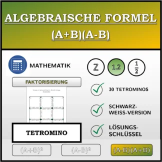 Tetromino: Algebraische Formel (A+B)(A-B), Zerlegung (Dezimalzahlen)