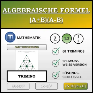 Trimino: Algebraische Formel (A+B)(A-B), Zerlegung (Dezimalzahlen)