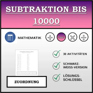 Zuordnungsübung: Subtraktion bis 10000