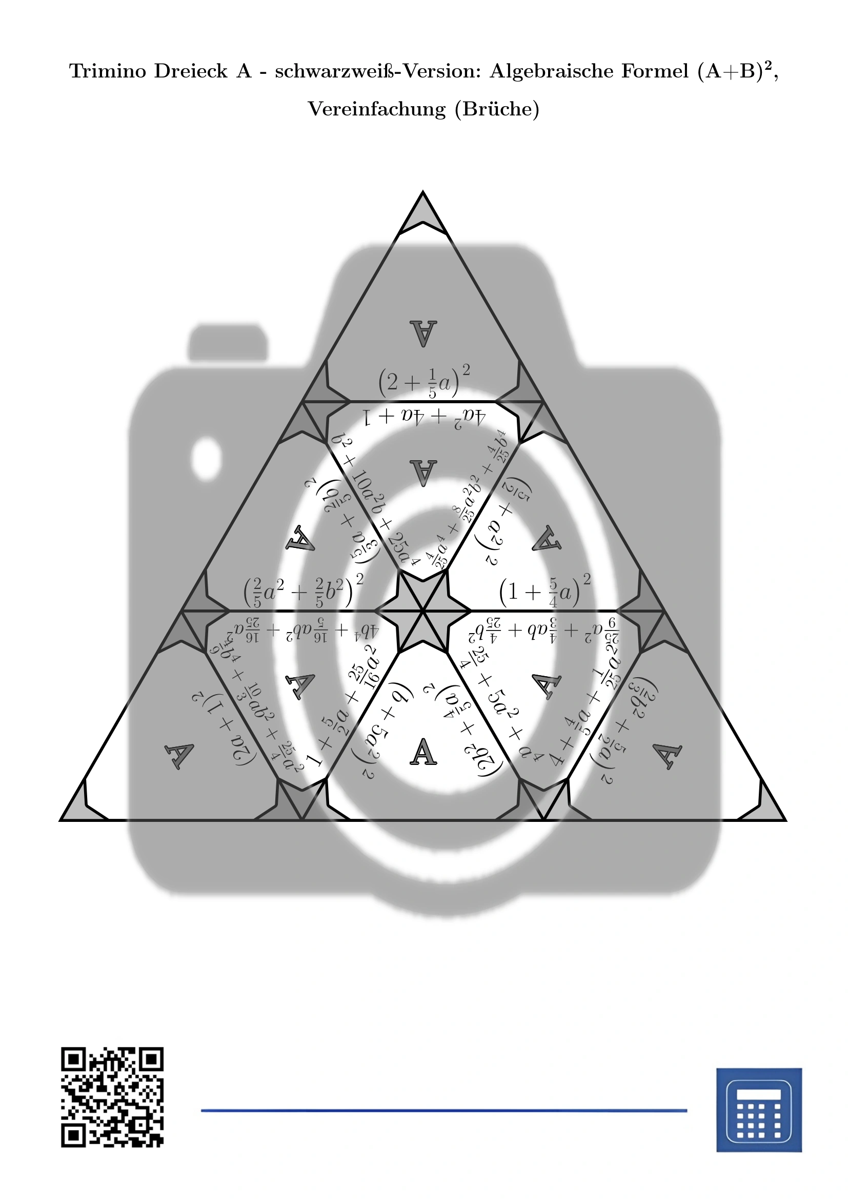 Trimino: Algebraische Formel (A+B)², Vereinfachung (Brüche) – Bild 3