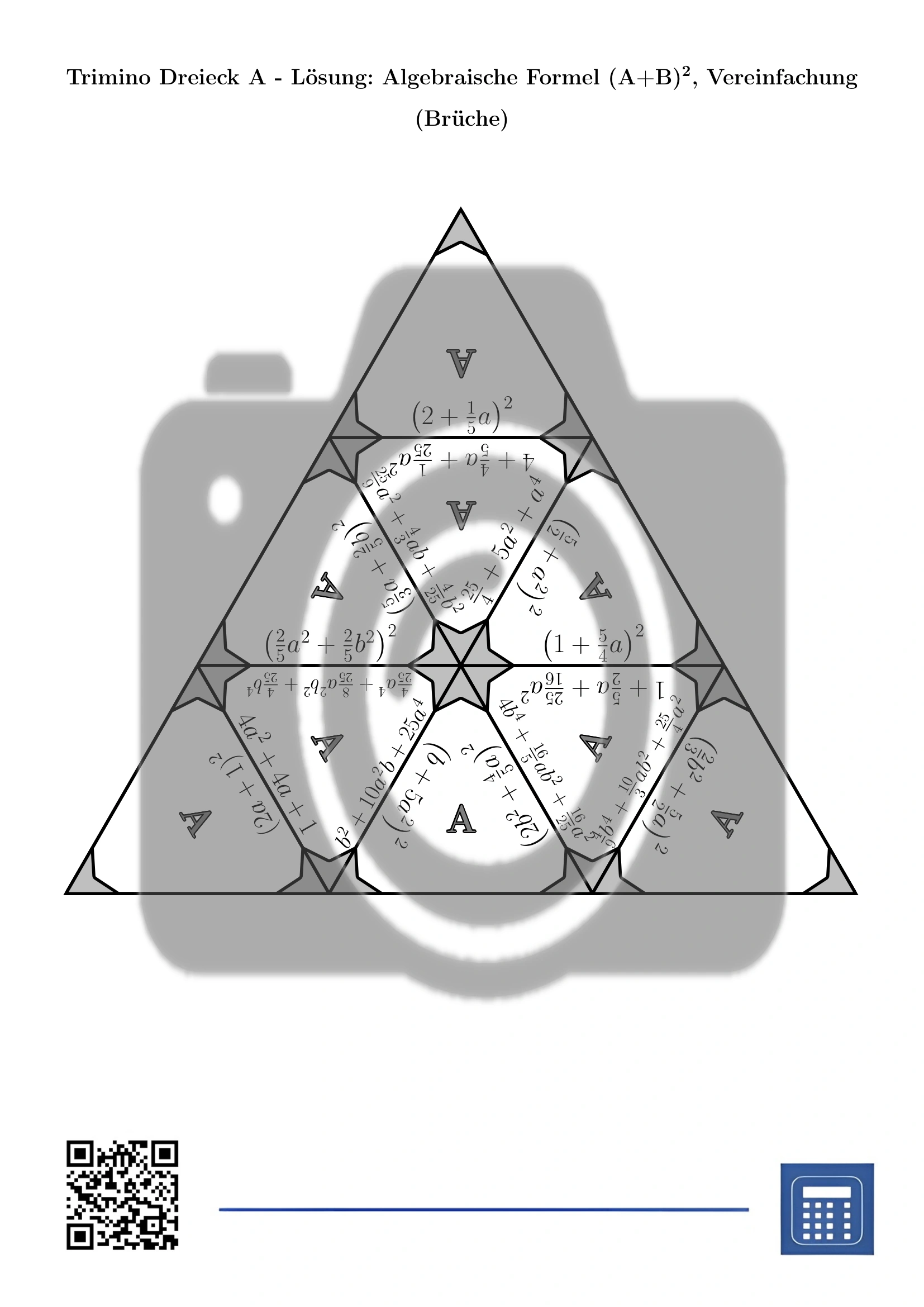 Trimino: Algebraische Formel (A+B)², Vereinfachung (Brüche) – Bild 6