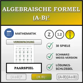 Paarspiel: Algebraische Formel (A-B)², Vereinfachung (Brüche)