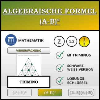 Trimino: Algebraische Formel (A-B)², Vereinfachung (Brüche)