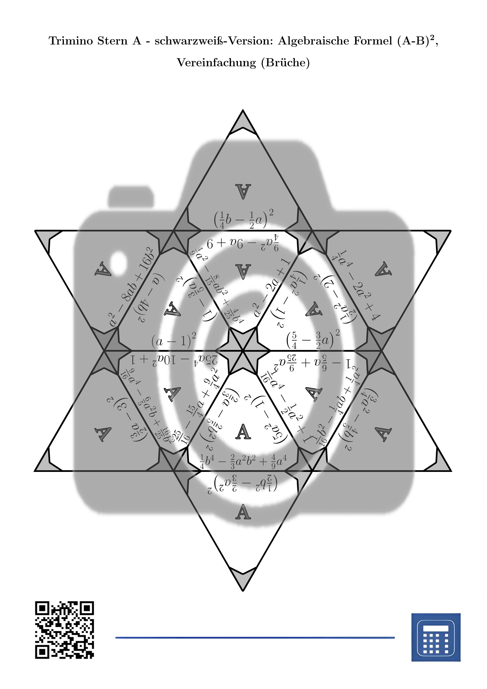 Trimino: Algebraische Formel (A-B)², Vereinfachung (Brüche) – Bild 5