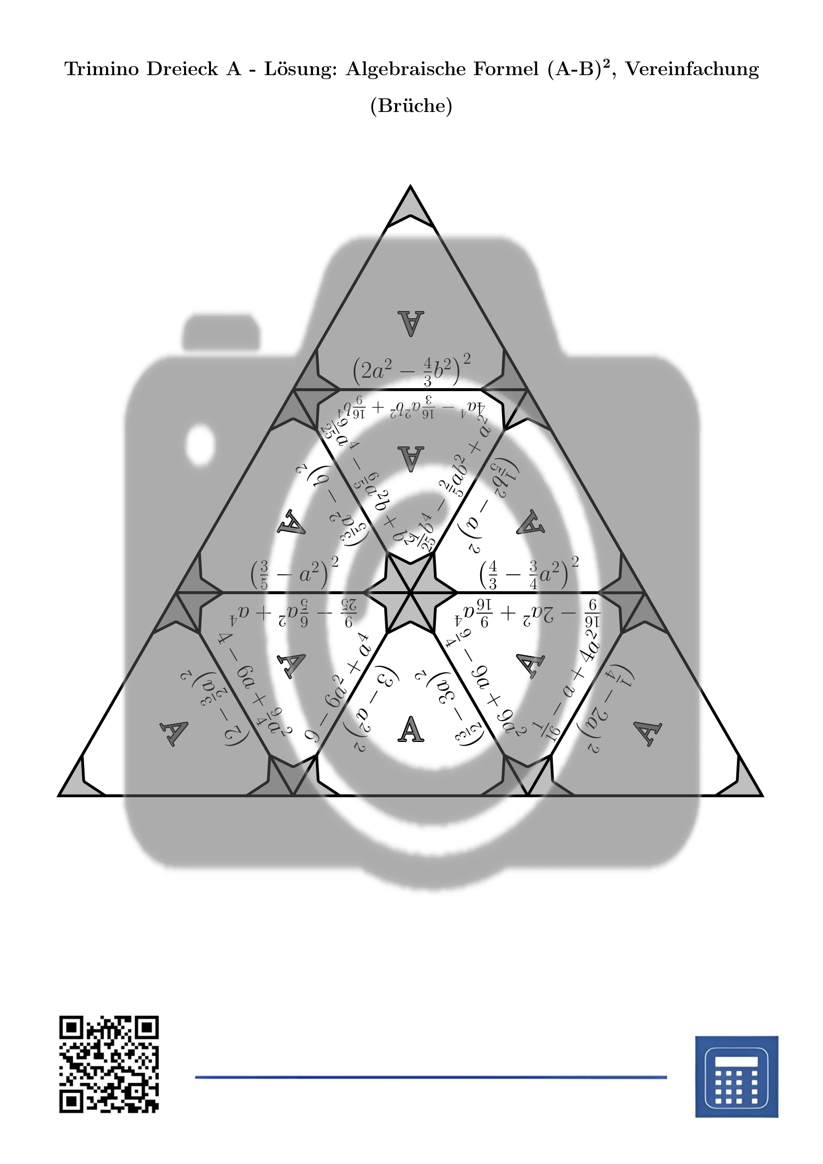 Trimino: Algebraische Formel (A-B)², Vereinfachung (Brüche) – Bild 6