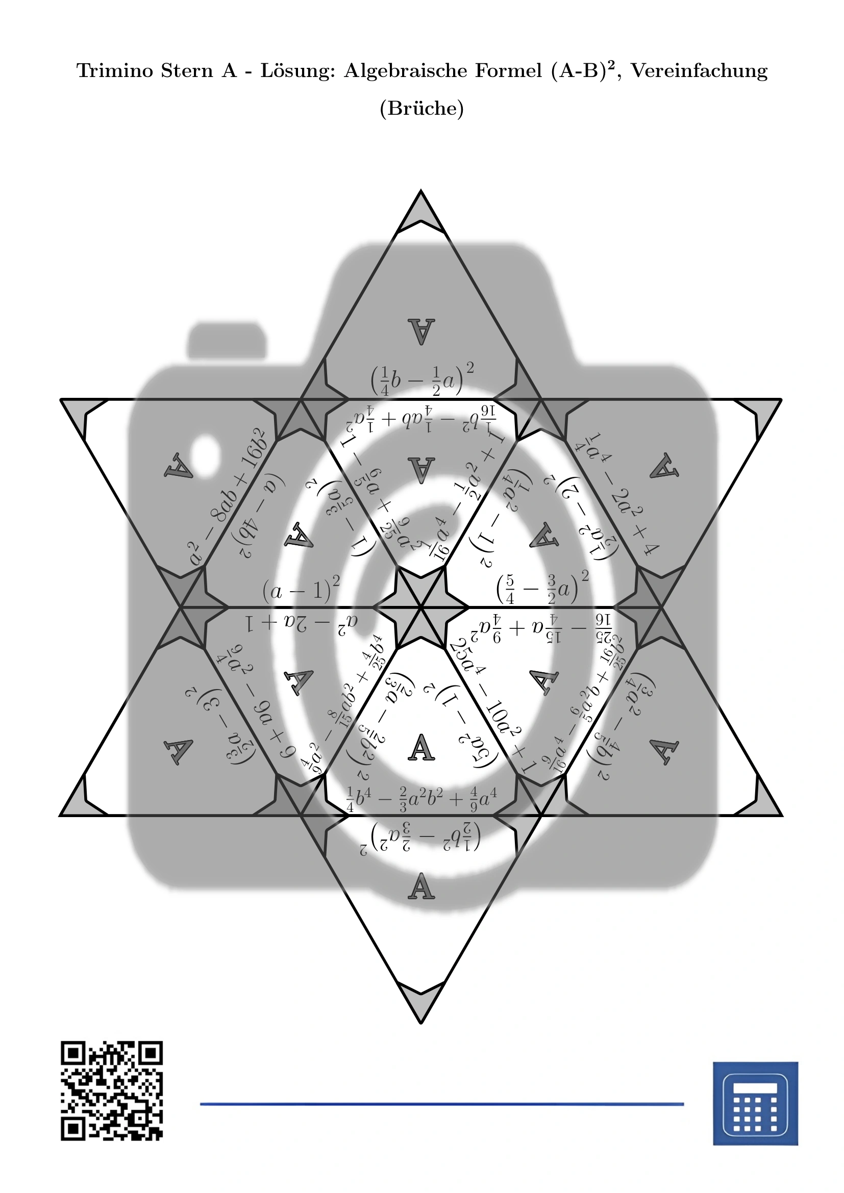 Trimino: Algebraische Formel (A-B)², Vereinfachung (Brüche) – Bild 7