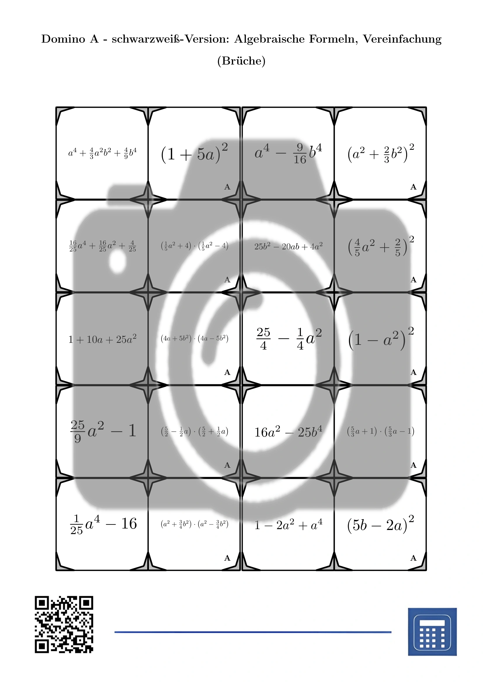 Domino: Algebraische Formeln, Vereinfachung (Brüche) – Bild 3