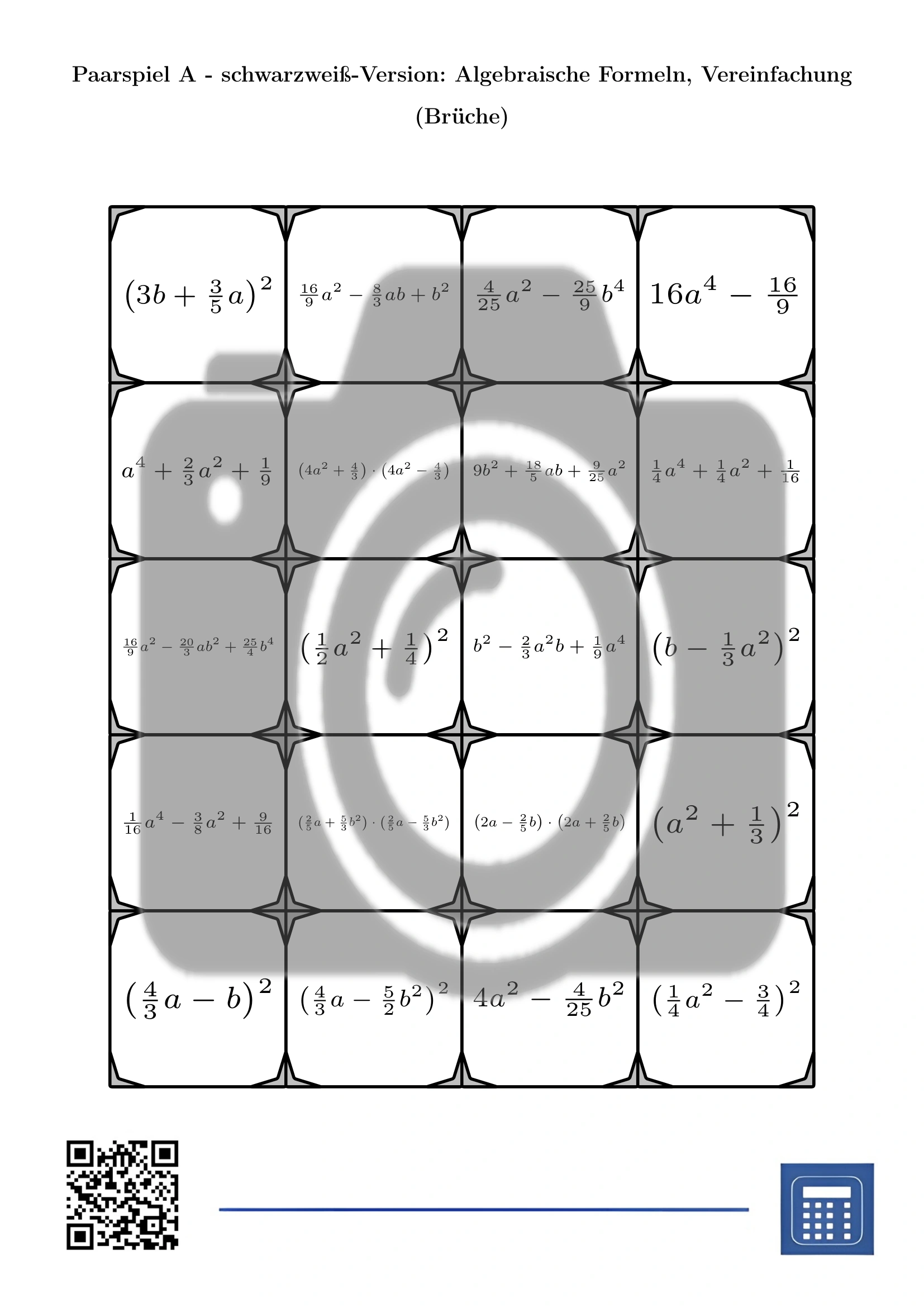 Paarspiel: Algebraische Formeln, Vereinfachung (Brüche) – Bild 3
