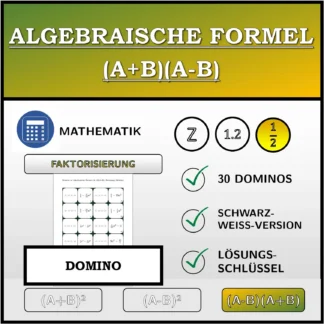 Domino: Algebraische Formel (A+B)(A-B), Zerlegung (Brüche)