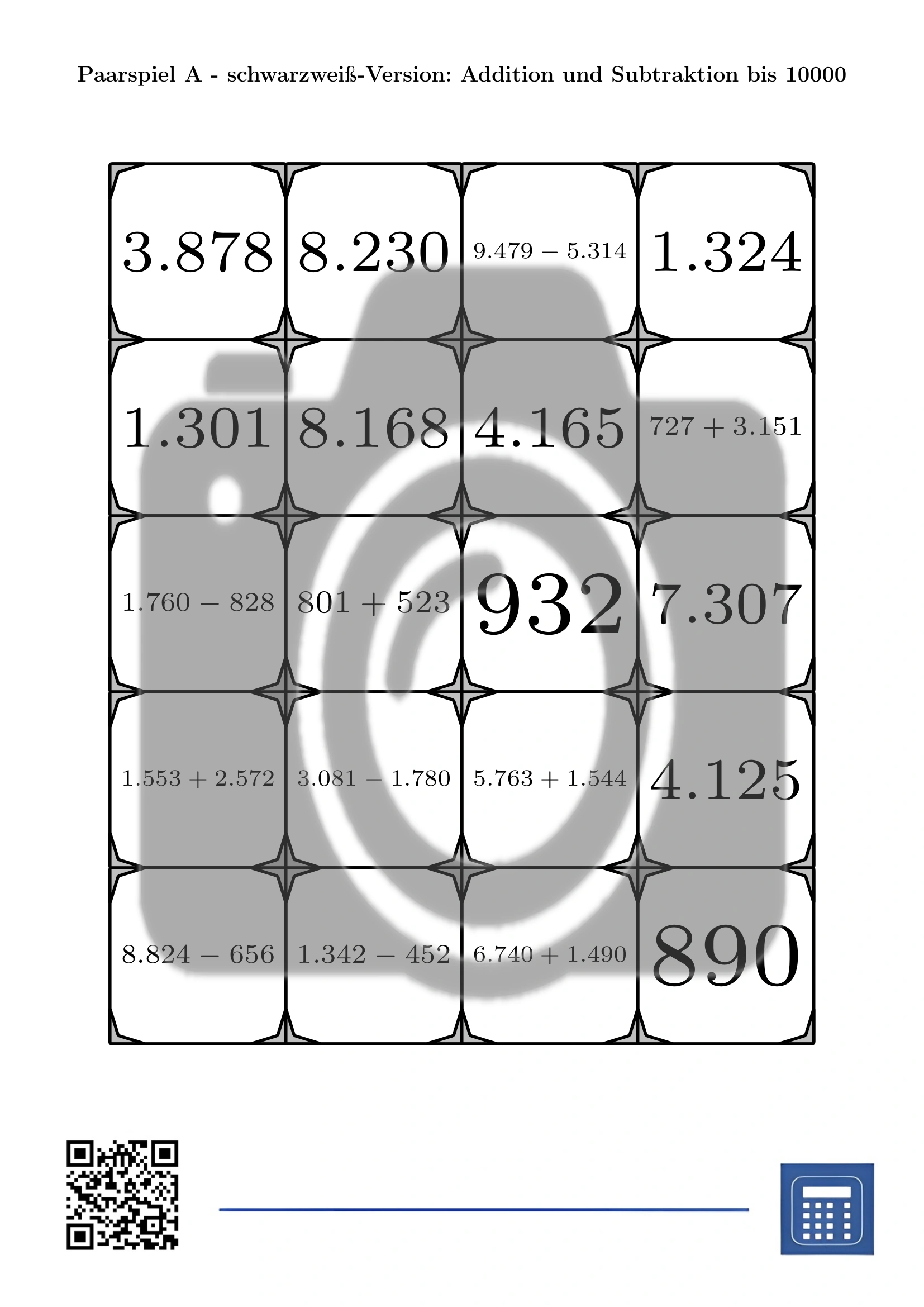 Paarspiel: Addition und Subtraktion bis 10000 – Bild 3