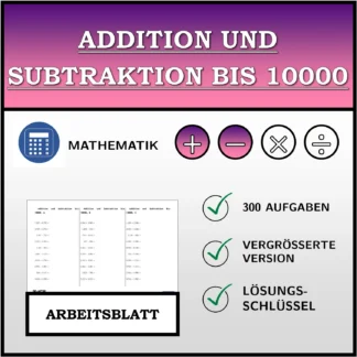 Arbeitsblatt: Addition und Subtraktion bis 10000