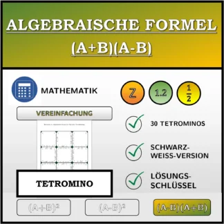 Tetromino: Algebraische Formel (A+B)(A-B), Vereinfachung