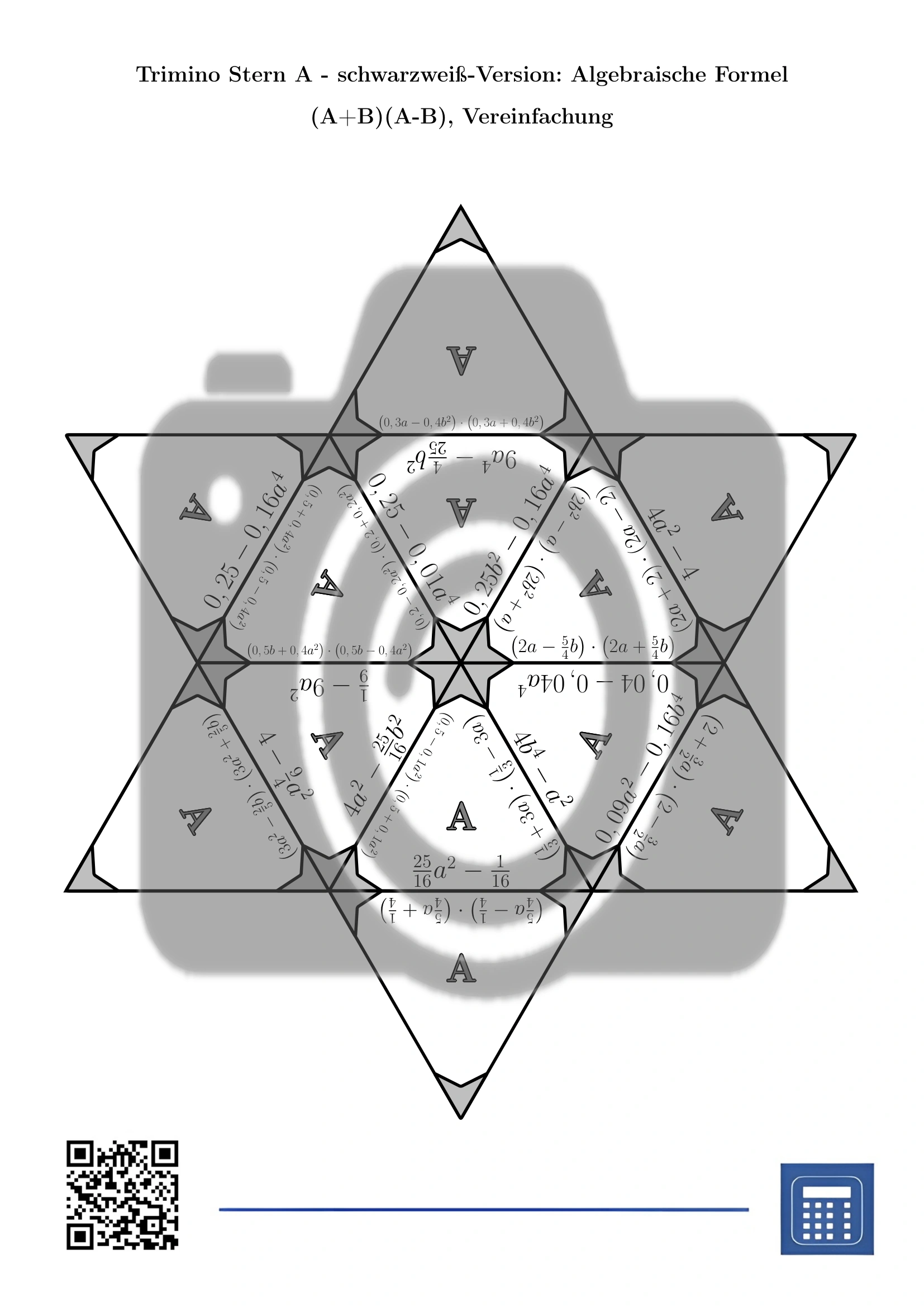 Trimino: Algebraische Formel (A+B)(A-B), Vereinfachung – Bild 5