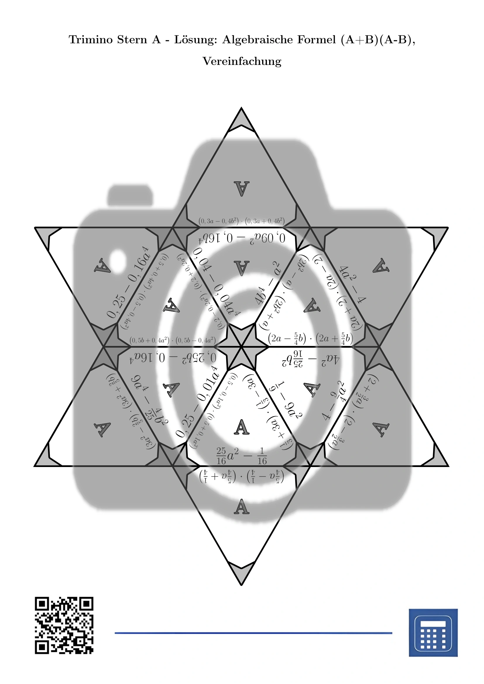 Trimino: Algebraische Formel (A+B)(A-B), Vereinfachung – Bild 7