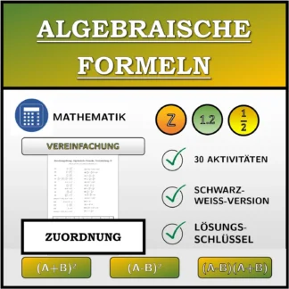 Zuordnungsübung: Algebraische Formeln, Vereinfachung