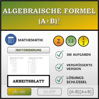 Arbeitsblatt: Algebraische Formel (A+B)², Zerlegung