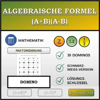 Domino: Algebraische Formel (A+B)(A-B), Zerlegung