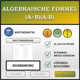 Zuordnungsübung: Algebraische Formel (A+B)(A-B), Zerlegung