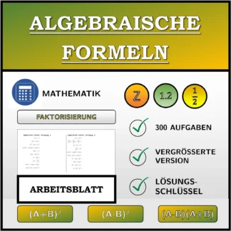 Arbeitsblatt: Algebraische Formeln, Zerlegung