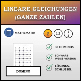 Domino: Lineare Gleichungen (ganze Zahlen)