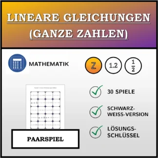 Paarspiel: Lineare Gleichungen (ganze Zahlen)