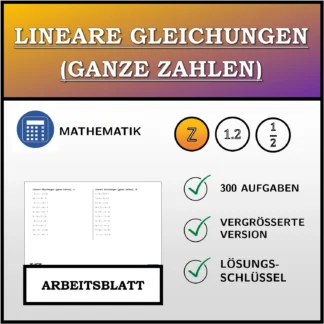 Arbeitsblatt: Lineare Gleichungen (ganze Zahlen)