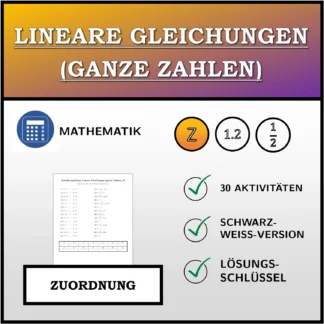 Zuordnungsübung: Lineare Gleichungen (ganze Zahlen)