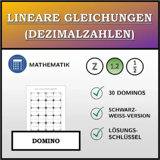 Domino: Lineare Gleichungen (Dezimalzahlen)