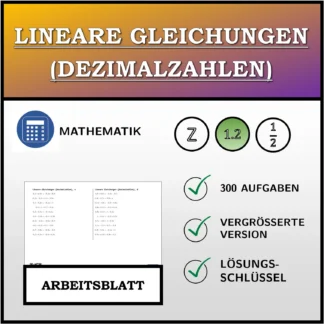 Arbeitsblatt: Lineare Gleichungen (Dezimalzahlen)