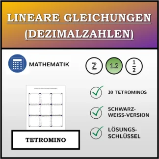 Tetromino: Lineare Gleichungen (Dezimalzahlen)