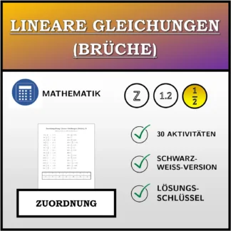 Zuordnungsübung: Lineare Gleichungen (Brüche)
