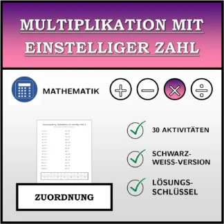 Zuordnungsübung: Multiplikation mit einstelliger Zahl