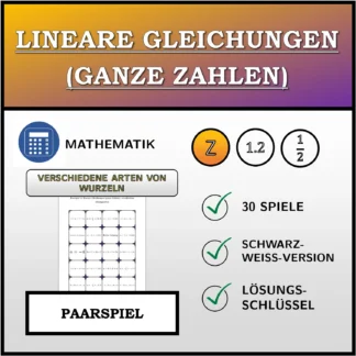 Paarspiel: Lineare Gleichungen (ganze Zahlen), verschiedene Lösungsarten