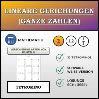Tetromino: Lineare Gleichungen (ganze Zahlen), verschiedene Lösungsarten