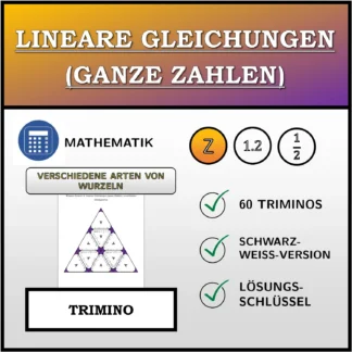 Trimino: Lineare Gleichungen (ganze Zahlen), verschiedene Lösungsarten
