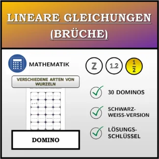 Domino: Lineare Gleichungen (Brüche), verschiedene Lösungsarten