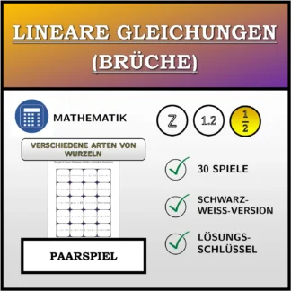 Paarspiel: Lineare Gleichungen (Brüche), verschiedene Lösungsarten
