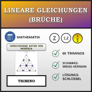 Trimino: Lineare Gleichungen (Brüche), verschiedene Lösungsarten