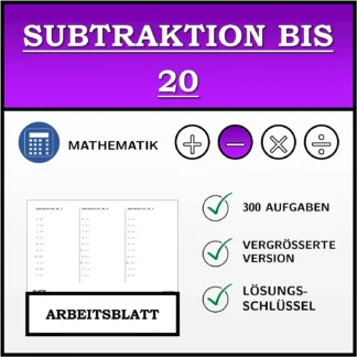 Arbeitsblatt: Subtraktion bis 20