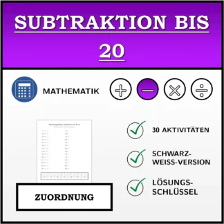 Zuordnungsübung: Subtraktion bis 20