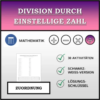 Zuordnungsübung: Division durch einstellige Zahl