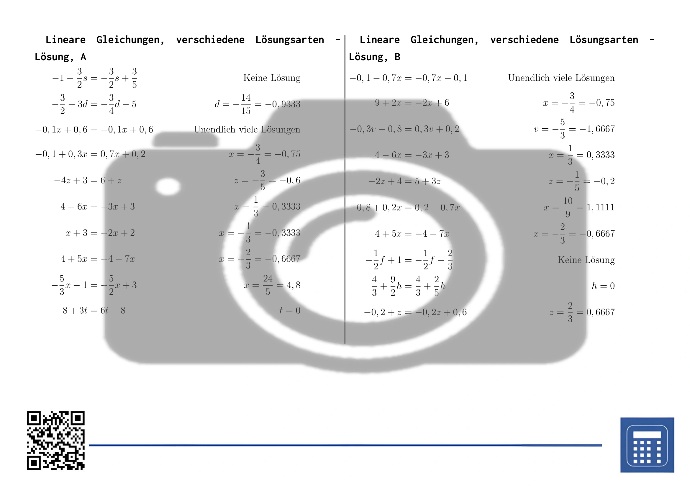 Arbeitsblatt: Lineare Gleichungen, verschiedene Lösungsarten – Bild 4