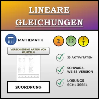 Zuordnungsübung: Lineare Gleichungen, verschiedene Lösungsarten
