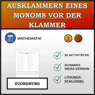Zuordnungsübung: Ausklammern eines Monoms vor der Klammer