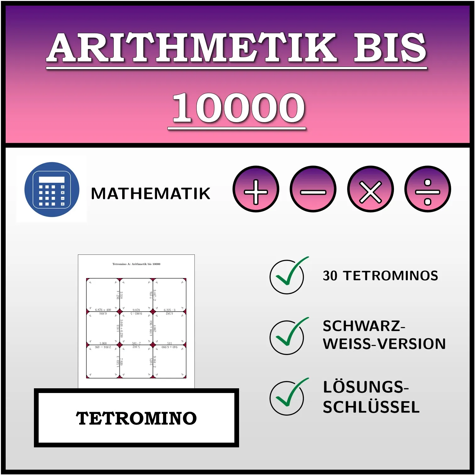 Tetromino: Arithmetik bis 10000