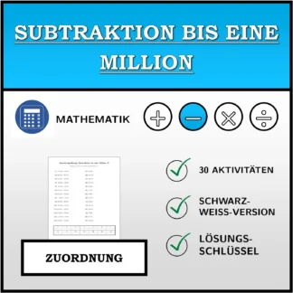 Zuordnungsübung: Subtraktion bis eine Million